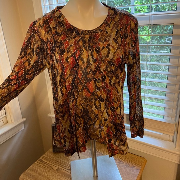 Chico's Tops - Chicos SZ 2 which is 14 or large snake skin tank w sheer top